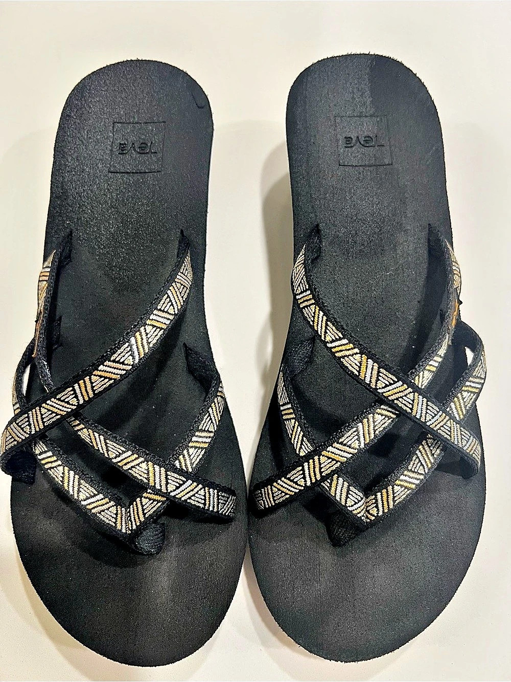 Teva Mush Mandalyn Wedge Ola 2 Sandals Black & Gold